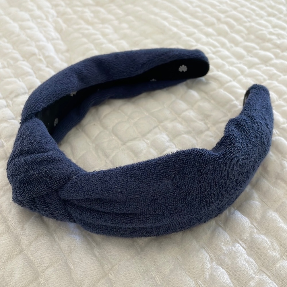 Lele Sadoughi navy blue terry cloth knotted headband good condition, worn twice